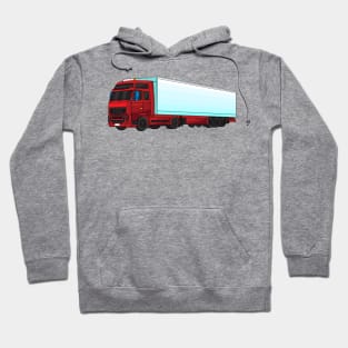 Red trailer truck illustration Hoodie